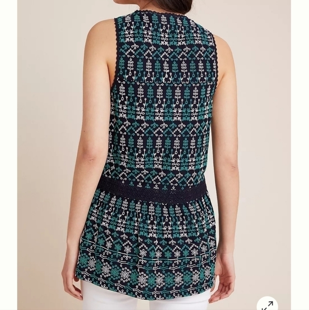Maeve By Anthropologie-NWT- Cammie Embroidered Peplum Top-Size Small - Picture 6 of 17